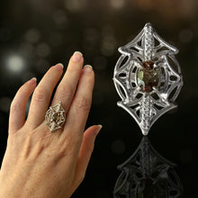 Load image into Gallery viewer, Galaxy Ring with Bicolor Andalusite and Cubic Zerconia