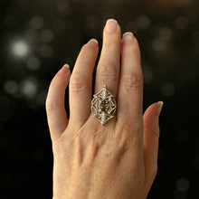 Load image into Gallery viewer, Galaxy Ring with Bicolor Andalusite and Cubic Zerconia