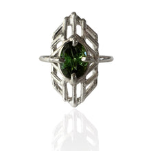 Load image into Gallery viewer, Green Tourmaline Hexagon Ring, Argentium Silver