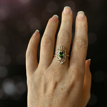 Load image into Gallery viewer, Green Tourmaline Hexagon Ring, Argentium Silver