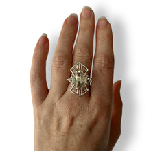 Load image into Gallery viewer, Lunar Sage Ring with Prasiolite and Cubic Zerconia