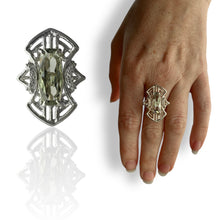 Load image into Gallery viewer, Lunar Sage Ring with Prasiolite and Cubic Zerconia