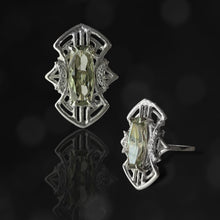 Load image into Gallery viewer, Lunar Sage Ring with Prasiolite and Cubic Zerconia