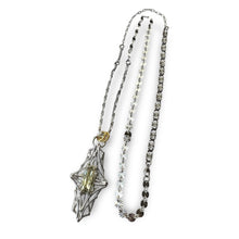 Load image into Gallery viewer, Verdant Flare Prasiolite Necklace, Argentium Silver & 18K Gold