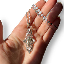 Load image into Gallery viewer, Verdant Flare Prasiolite Necklace, Argentium Silver & 18K Gold