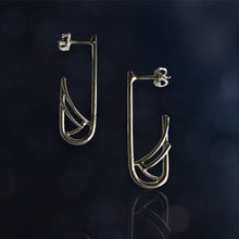 Load image into Gallery viewer, Elongated U Hoop Earrings in Argentium Silver