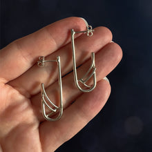 Load image into Gallery viewer, Elongated U Hoop Earrings in Argentium Silver