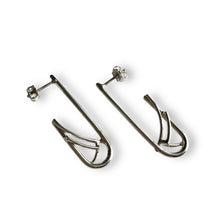 Load image into Gallery viewer, Elongated U Hoop Earrings in Argentium Silver