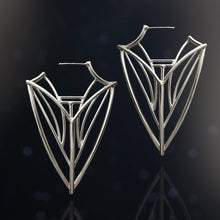 Load image into Gallery viewer, Statement Shield Hoop Earrings in Argentium Silver