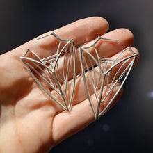 Load image into Gallery viewer, Statement Shield Hoop Earrings in Argentium Silver