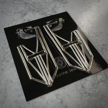 Load image into Gallery viewer, Pointed Geometric Deco Hoop Earrings in Argentium Silver