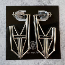 Load image into Gallery viewer, Pointed Geometric Deco Hoop Earrings in Argentium Silver