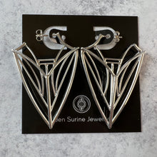 Load image into Gallery viewer, Statement Shield Hoop Earrings in Argentium Silver