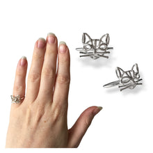 Load image into Gallery viewer, Cat Ring in Argentium Silver