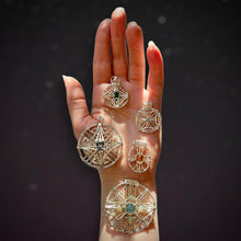 Load image into Gallery viewer, Aquamarine & Opal Statement Medallion Necklace Argentium and 18k Gold