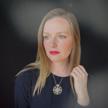 Load image into Gallery viewer, Aquamarine & Opal Statement Medallion Necklace Argentium and 18k Gold