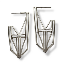 Load image into Gallery viewer, Pointed Geometric Deco Hoop Earrings in Argentium Silver