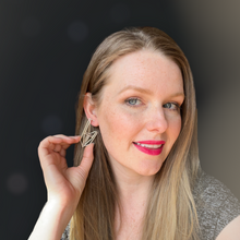 Load image into Gallery viewer, Pointed Geometric Deco Hoop Earrings in Argentium Silver