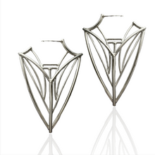 Load image into Gallery viewer, Statement Shield Hoop Earrings in Argentium Silver