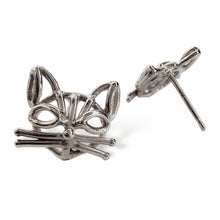 Load image into Gallery viewer, Cat Studs, Polished Sterling or Blackened & 22k Gold