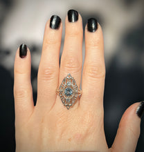 Load image into Gallery viewer, VEGA Three Stone Aquamarine Ring in Argentium Silver