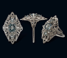 Load image into Gallery viewer, VEGA Three Stone Aquamarine Ring in Argentium Silver