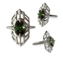 Load image into Gallery viewer, Green Tourmaline Hexagon Ring, Argentium Silver
