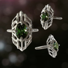 Load image into Gallery viewer, Green Tourmaline Hexagon Ring, Argentium Silver
