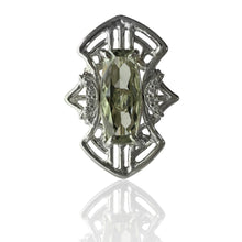 Load image into Gallery viewer, Lunar Sage Ring with Prasiolite and Cubic Zerconia
