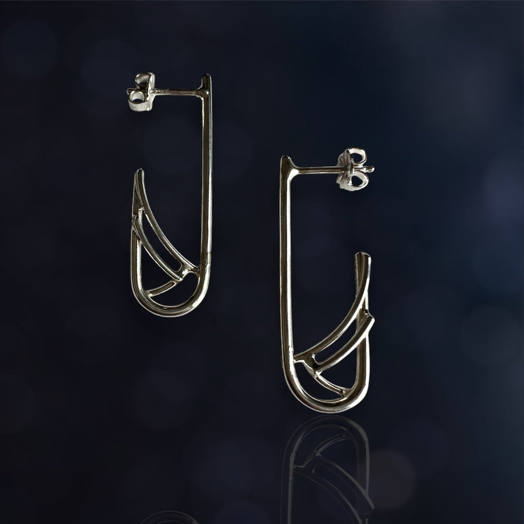 Elongated U Hoop Earrings in Argentium Silver