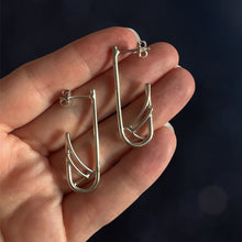 Load image into Gallery viewer, Elongated U Hoop Earrings in Argentium Silver
