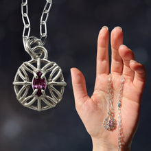 Load image into Gallery viewer, Pink Sapphire Floral Necklace in Argentium
