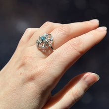 Load image into Gallery viewer, Blue Topaz Floral Ring in Argentium
