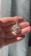 Load and play video in Gallery viewer, Pink Sapphire Floral Necklace in Argentium
