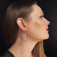 Load image into Gallery viewer, Statement Shield Hoop Earrings in Argentium Silver
