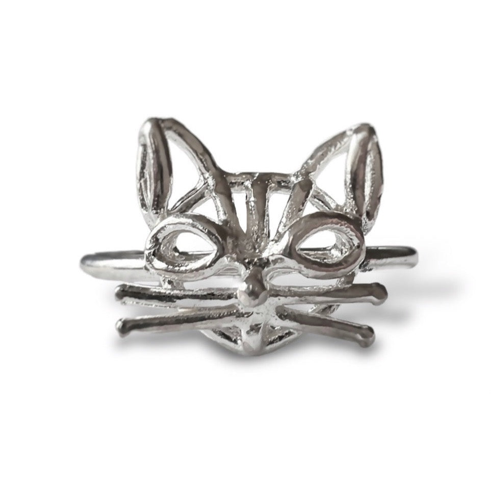 Cat Ring in Argentium Silver