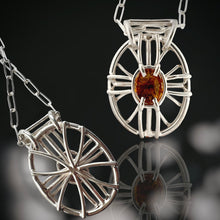 Load image into Gallery viewer, Deep Amber Colored Citrine Medallion Necklace in Argentium Silver
