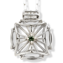 Load image into Gallery viewer, Double Green Tourmaline Medallion Reversible Necklace in Argentium Silver
