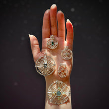 Load image into Gallery viewer, Moody Blue-Grey Spinel Medallion Necklace in Argentium Silver with Diamond on the back
