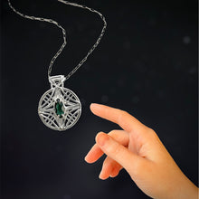Load image into Gallery viewer, Imperial Topaz and Green Tourmaline Medallion Reversible Necklace in Argentium Silver
