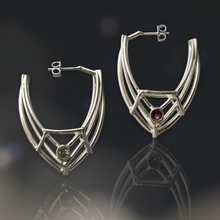Load image into Gallery viewer, Multicolored Tourmaline Hoop Earrings in Argentium Silver
