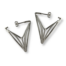 Load image into Gallery viewer, V Drop Hoop Earrings in Argentium Silver
