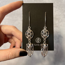 Load image into Gallery viewer, Cathedral Double Dangling Earrings in Argentium Silver
