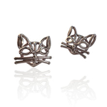 Load image into Gallery viewer, 14k Gold Cat Stud Earrings
