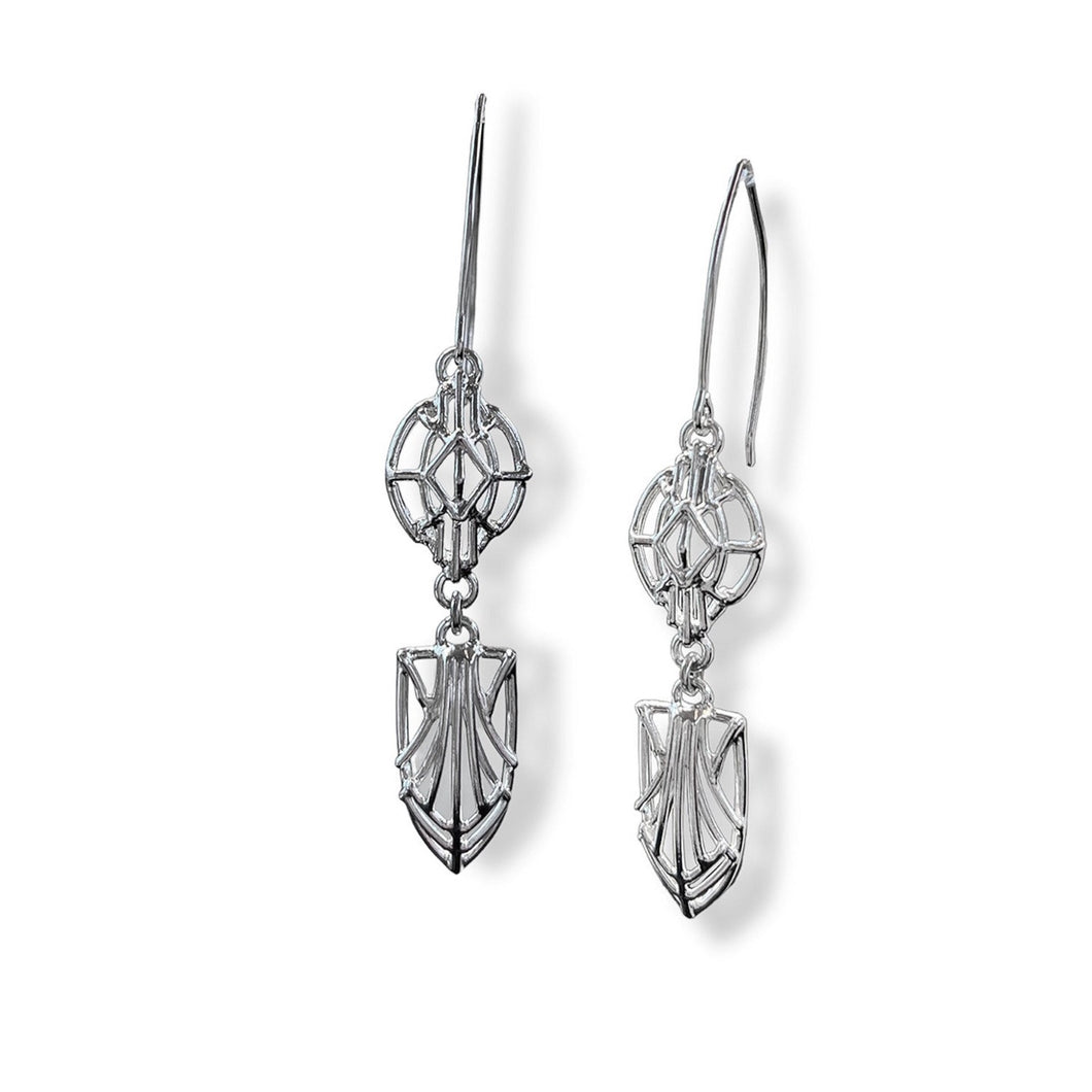 Cathedral Double Dangling Earrings in Argentium Silver
