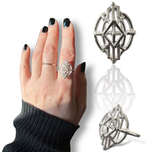 Load image into Gallery viewer, Art Deco Inspired Argentium Silver Marquise Ring
