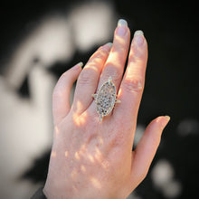 Load image into Gallery viewer, Celestial Ring Lepidocrocite Quartz Argentium Silver 14k gold Statement Ring
